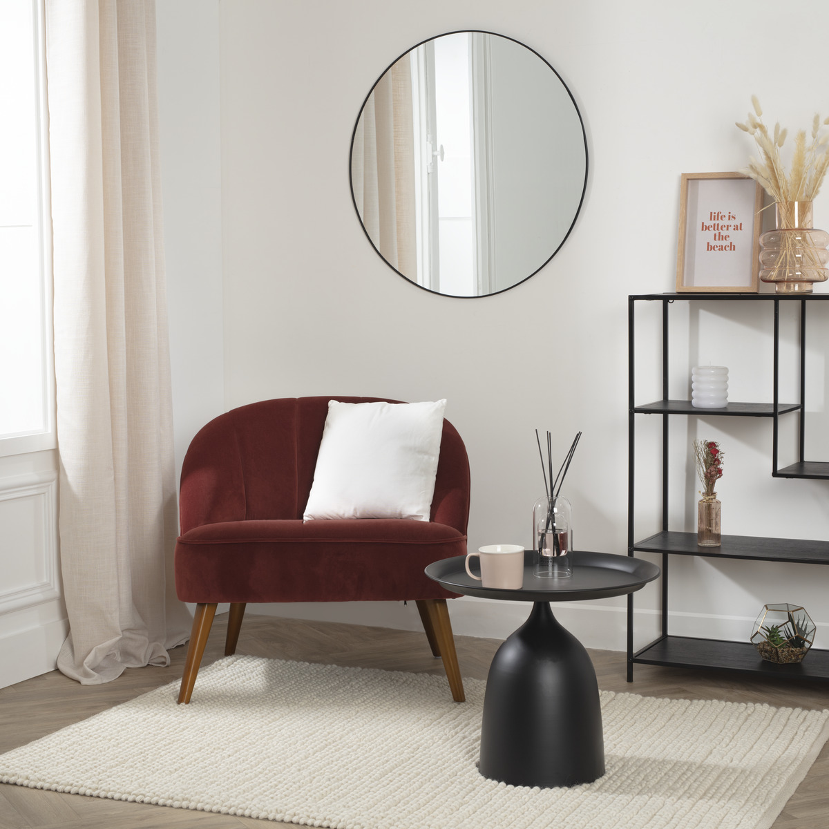 Fauteuil scandinave velours NAOVA terracotta, ATMOSPHERA