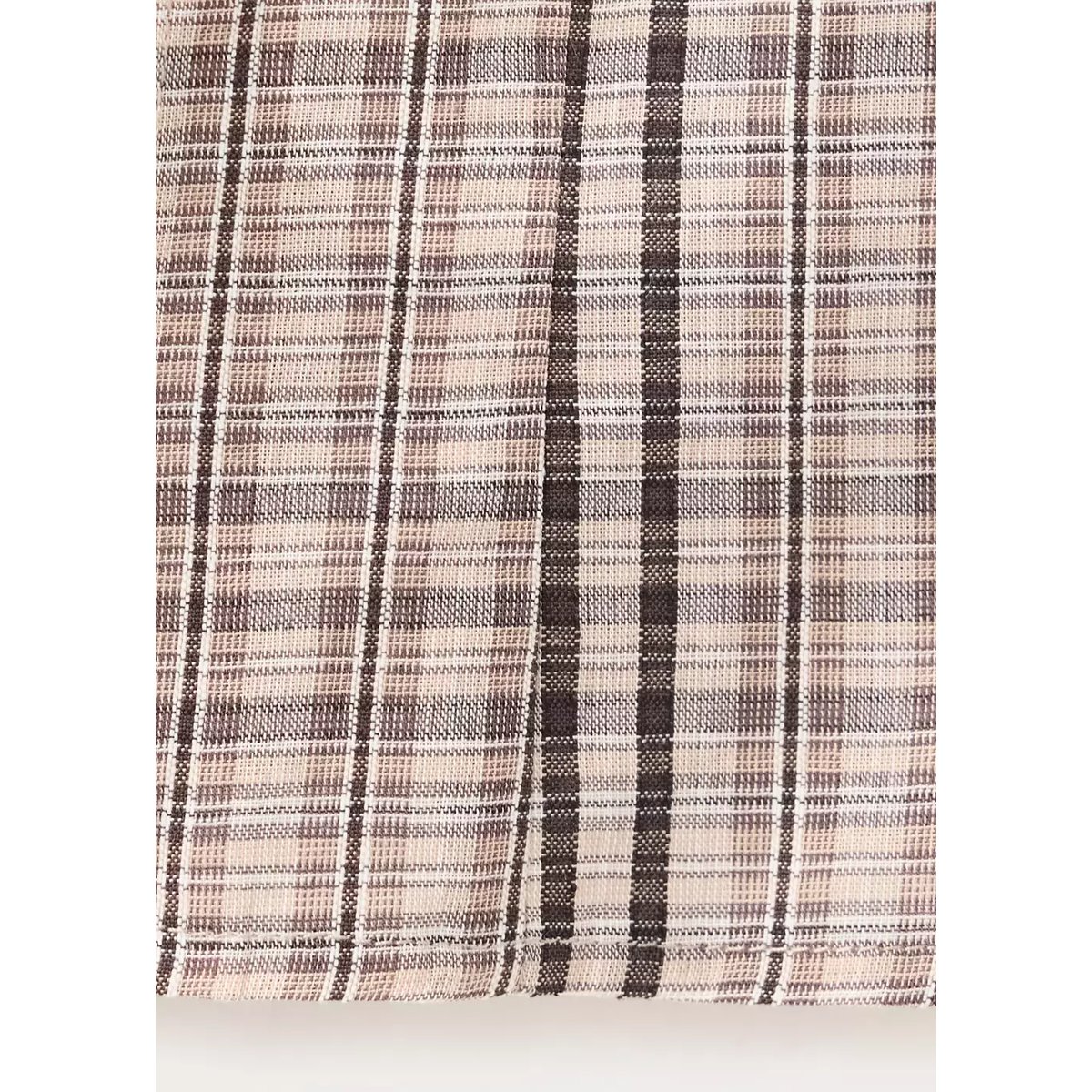 Top carreaux en coton marron, MANGO