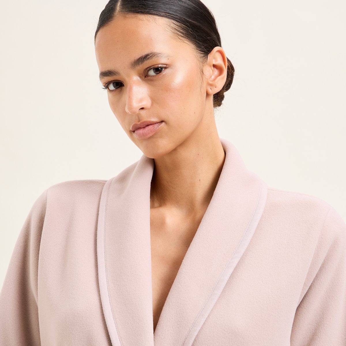 Robe de chambre col châle en polaire NINON beige, LAURENCE TAVERNIER