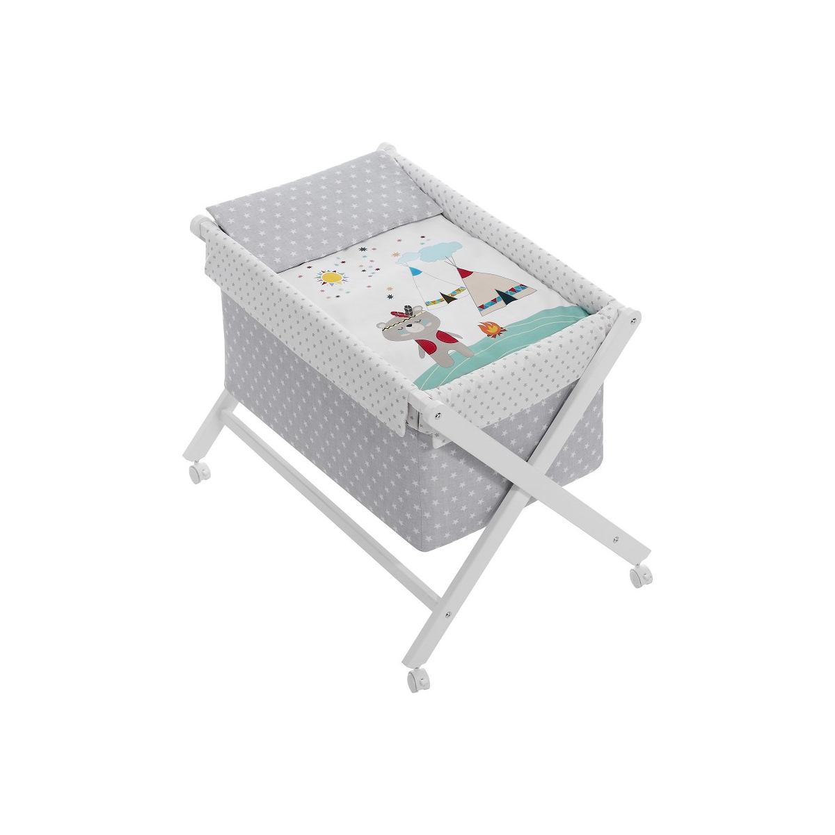 Berceau en Croix-Indio gris couleur unique, INTERBABY