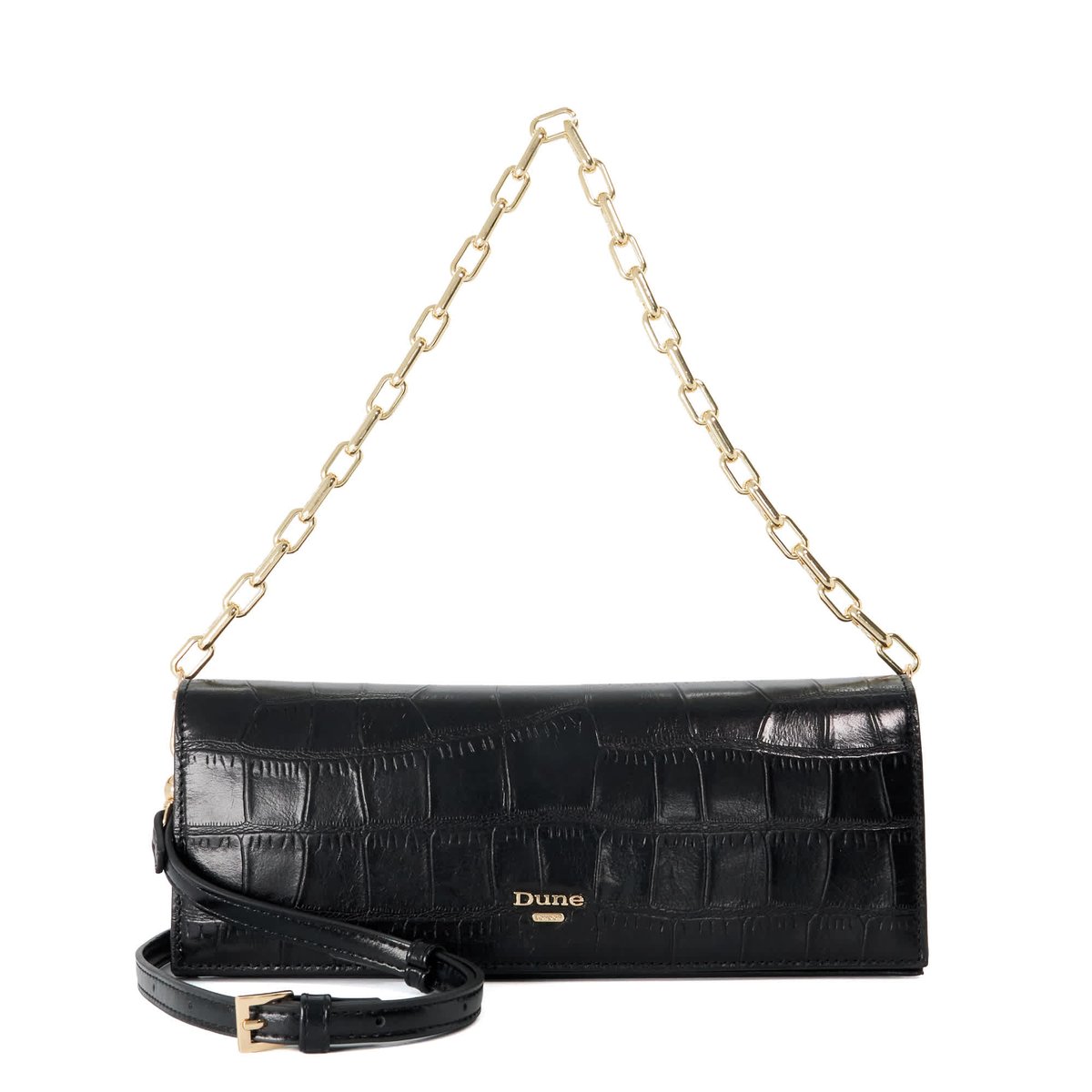 Sac bandoulière multi-sangles - BEMUSE black-croc print leather, DUNE LONDON
