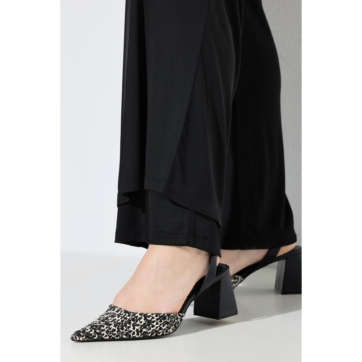 Pantalon en mesh doublé, tombé fluide noir, ULLA POPKEN