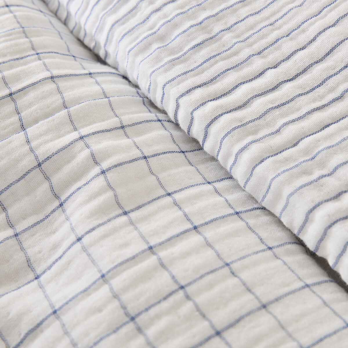 Housse de couette en gaze de coton, Cotto bleu/blanc, LA REDOUTE INTERIEURS