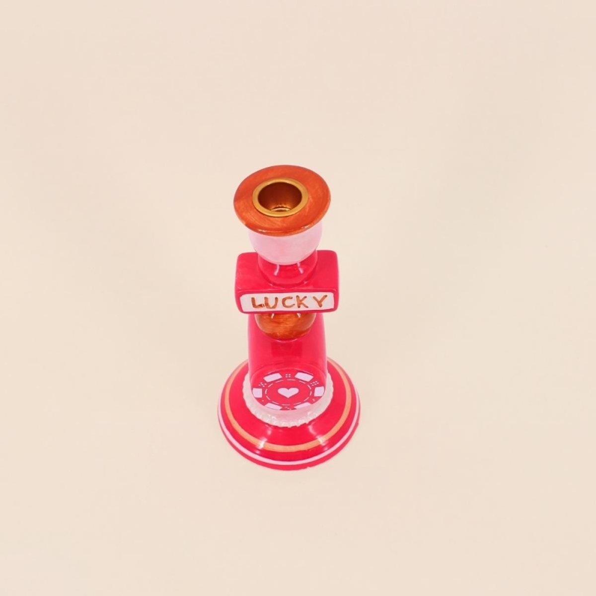 Bougeoir Lucky en dolomite 20cm rouge, KERSTEN