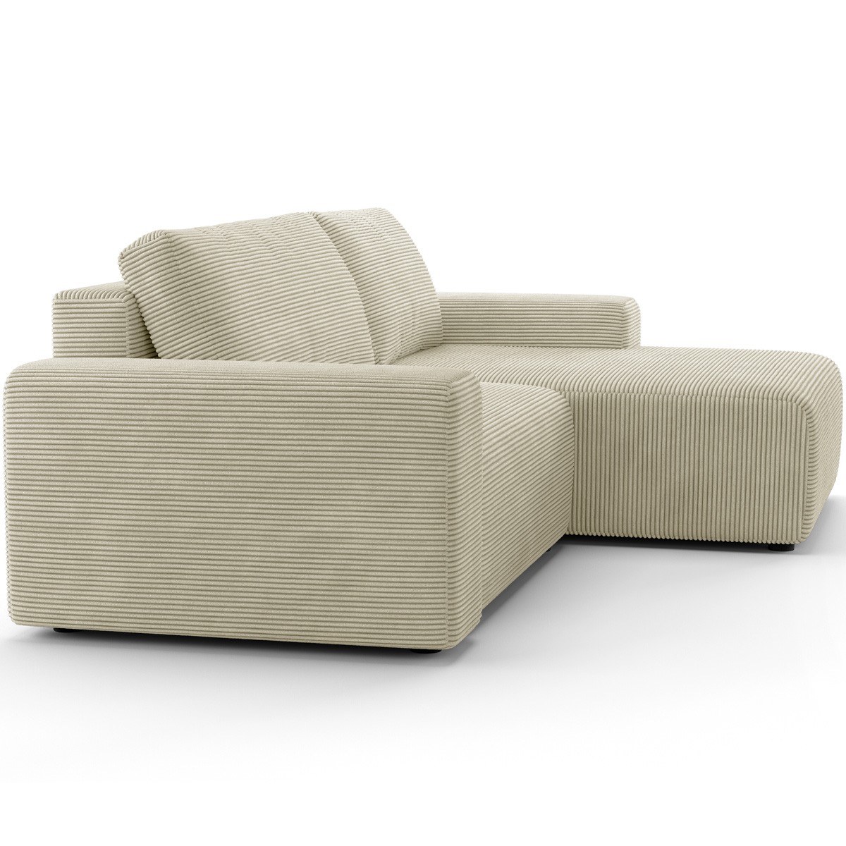 Canapé d'angle réversible convertible 5 places en velours côtelé - LUNO beige, HOMIFAB