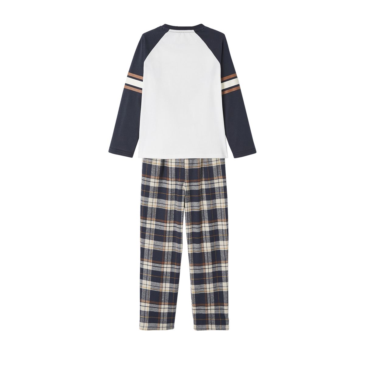 Pyjama castor avec bas en flanelle bleu fonce, VERTBAUDET