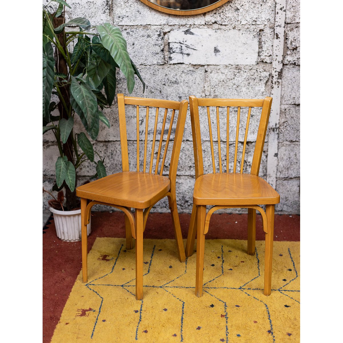 Paire de chaises Baumann Alma N°2128 - Bon état bois clair, DEBONGOUT
