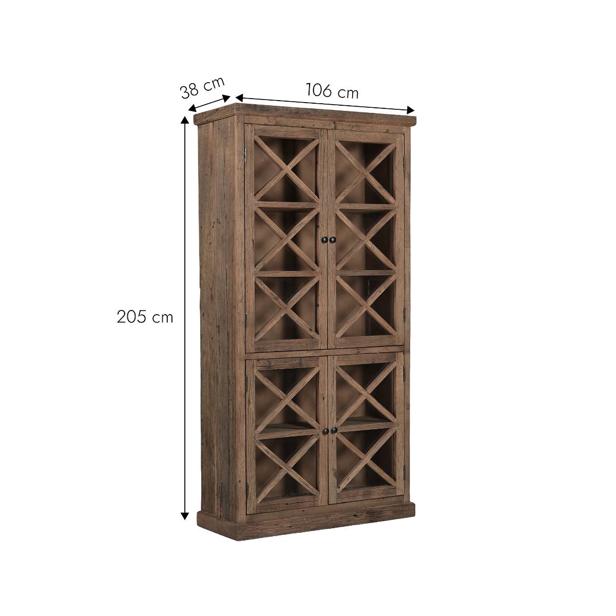 Vitrine en bois recyclé CAPUCINE bois foncé, MADE IN MEUBLES