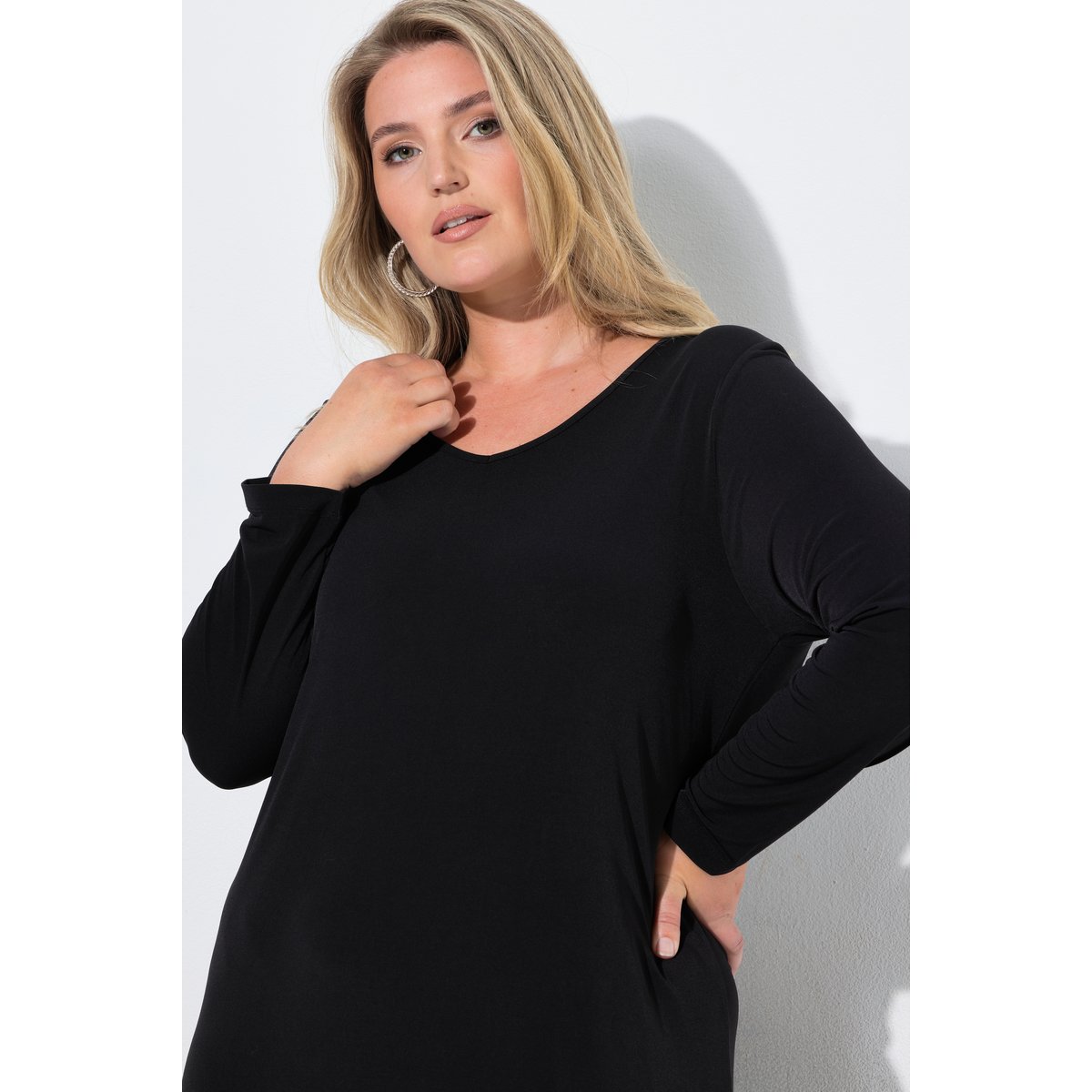 Robe maxi, empiècements aux épaules noir, ULLA POPKEN