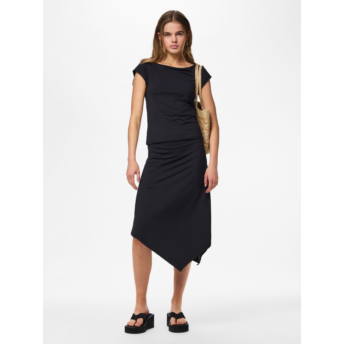 Jupe Mi-Longue noir - black1, PIECES