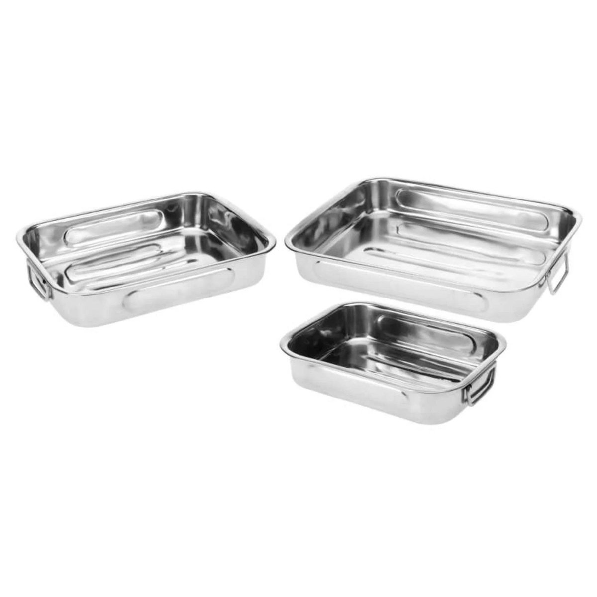 Set de 3 plats à four inox avec poignées 35x26cm chrome/inox, WADIGA