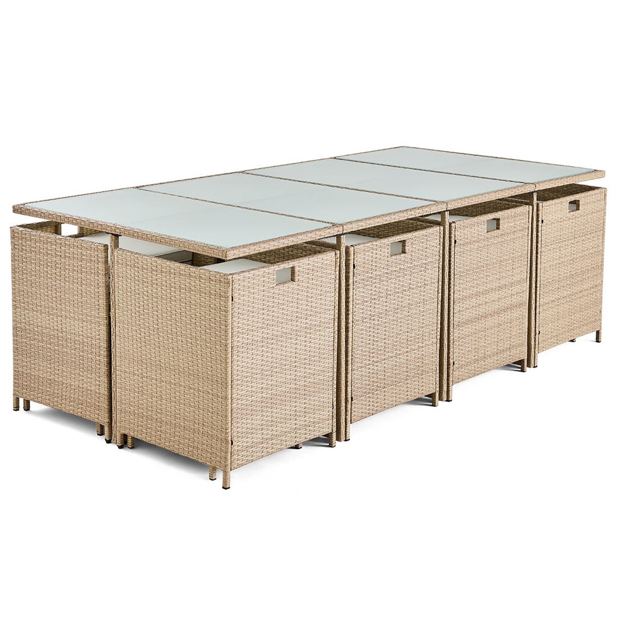 Salon de jardin encastrable 12 places, FIRA beige, BEST MOBILIER