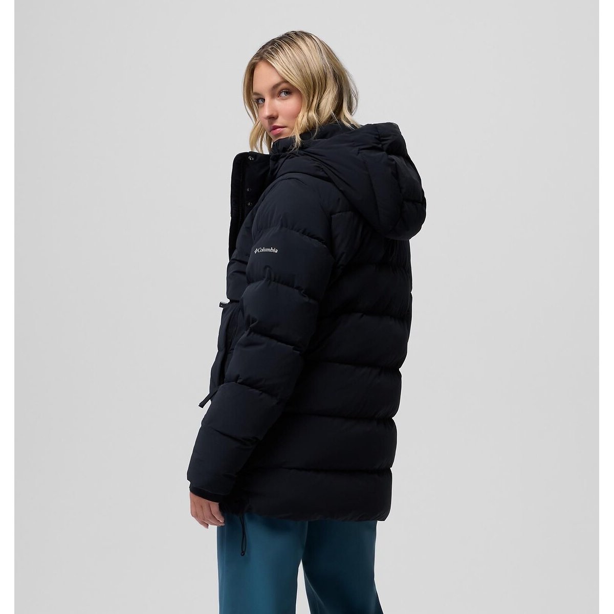 Amaze Puff™ mid-length hooded padded jacket black, COLUMBIA
