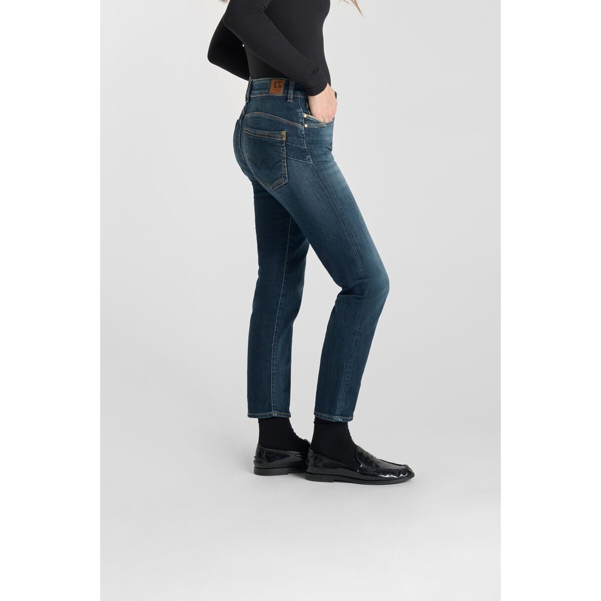 Jeans push-up slim taille haute PULP, 7/8ème blue, LE TEMPS DES CERISES