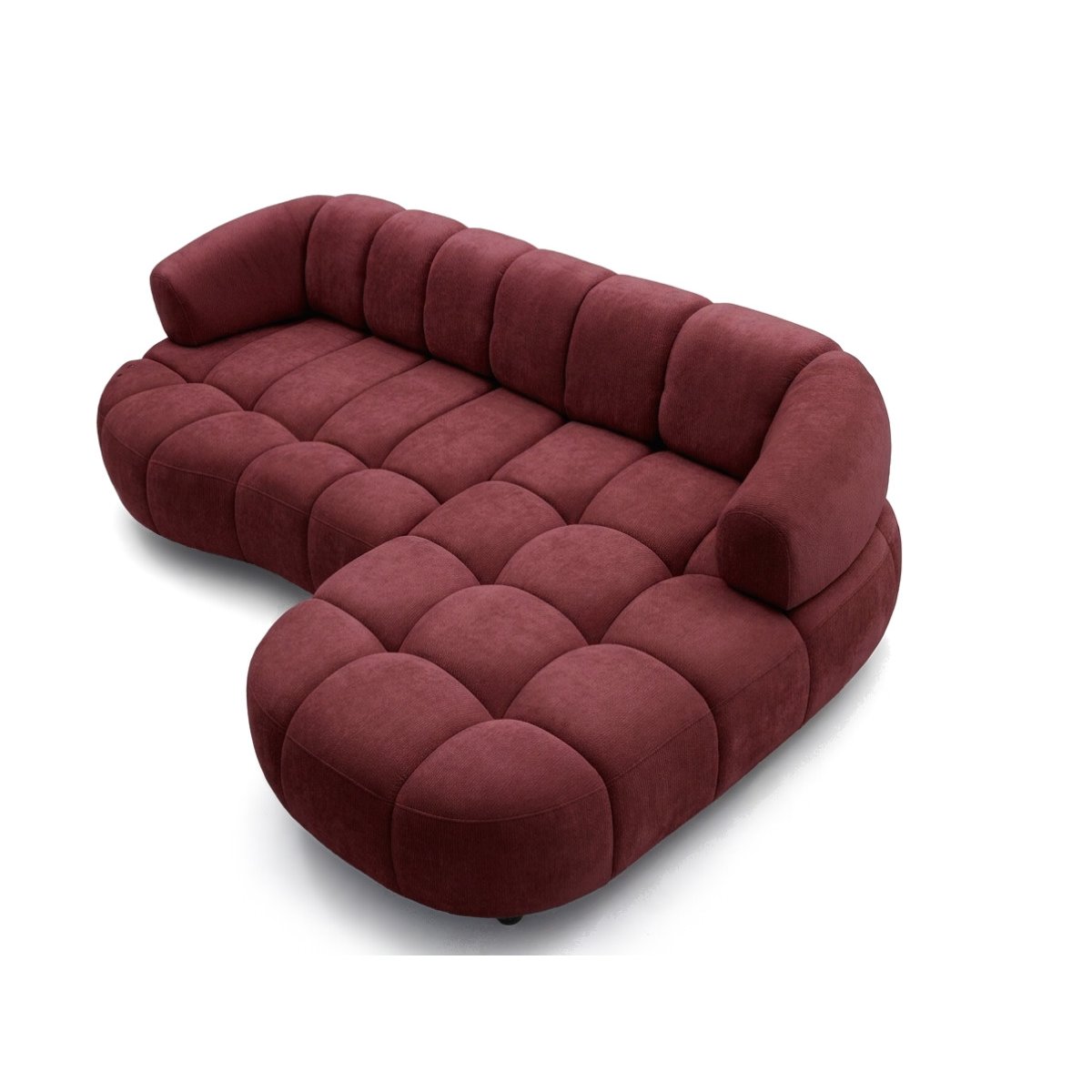 Canapé d'angle convertible 3 places en tissu lisse, LOVELY rouge, BOBOCHIC