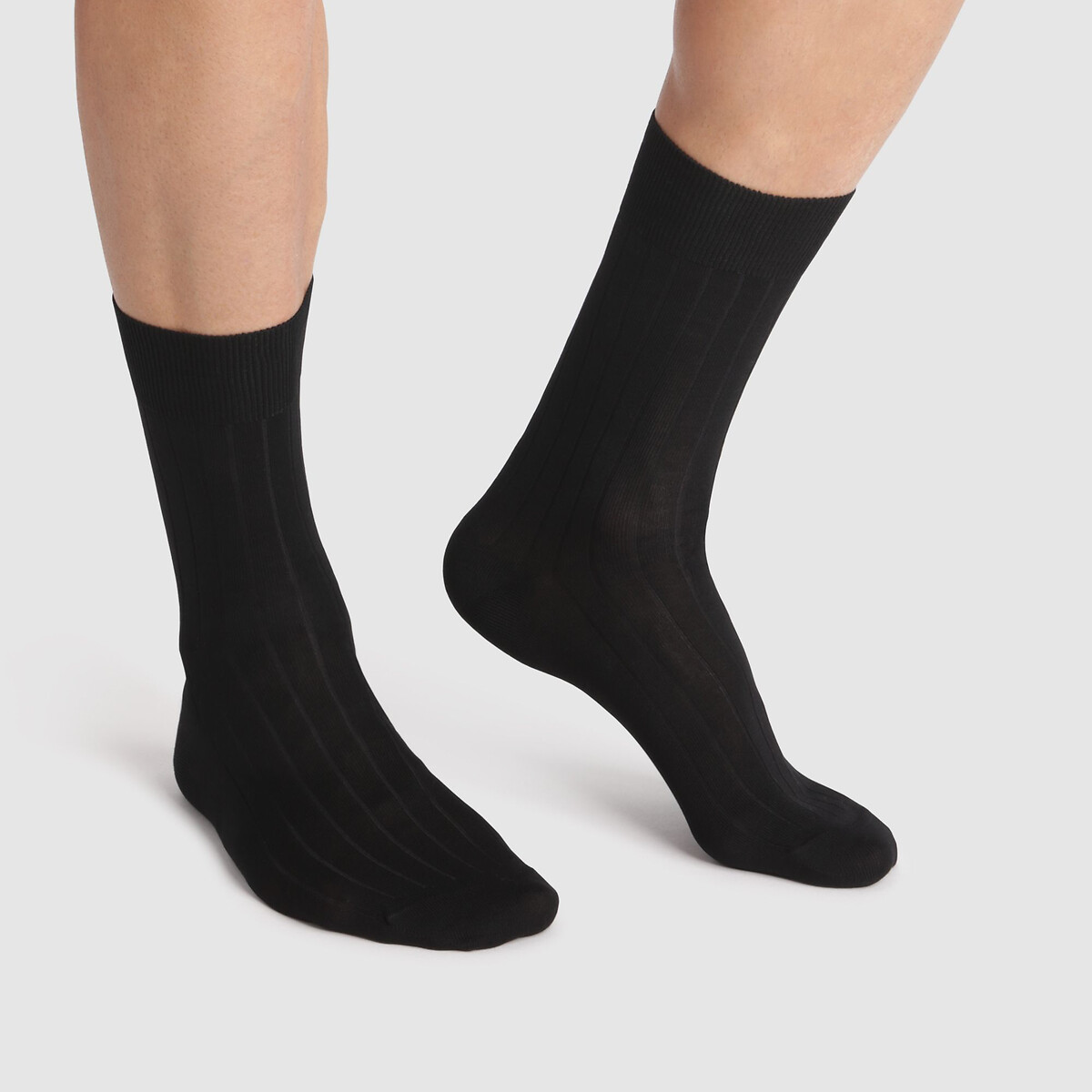 Lot de 2 paires de chaussettes en Fil d'Écosse noir + noir, DIM
