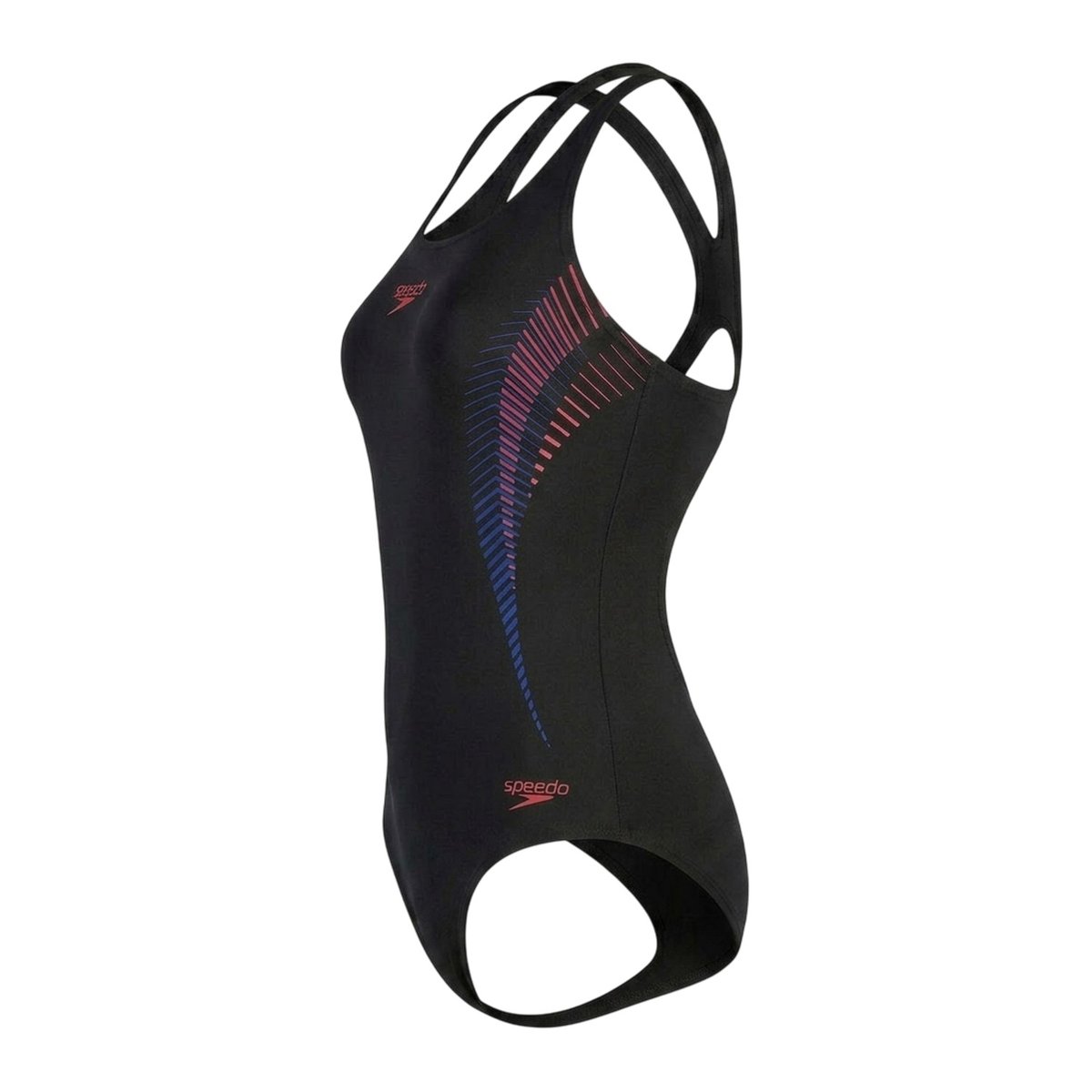 Maillot de bain 1 pièce dos nageur motif/style abstrait PLACEMENT noir / rouge, SPEEDO