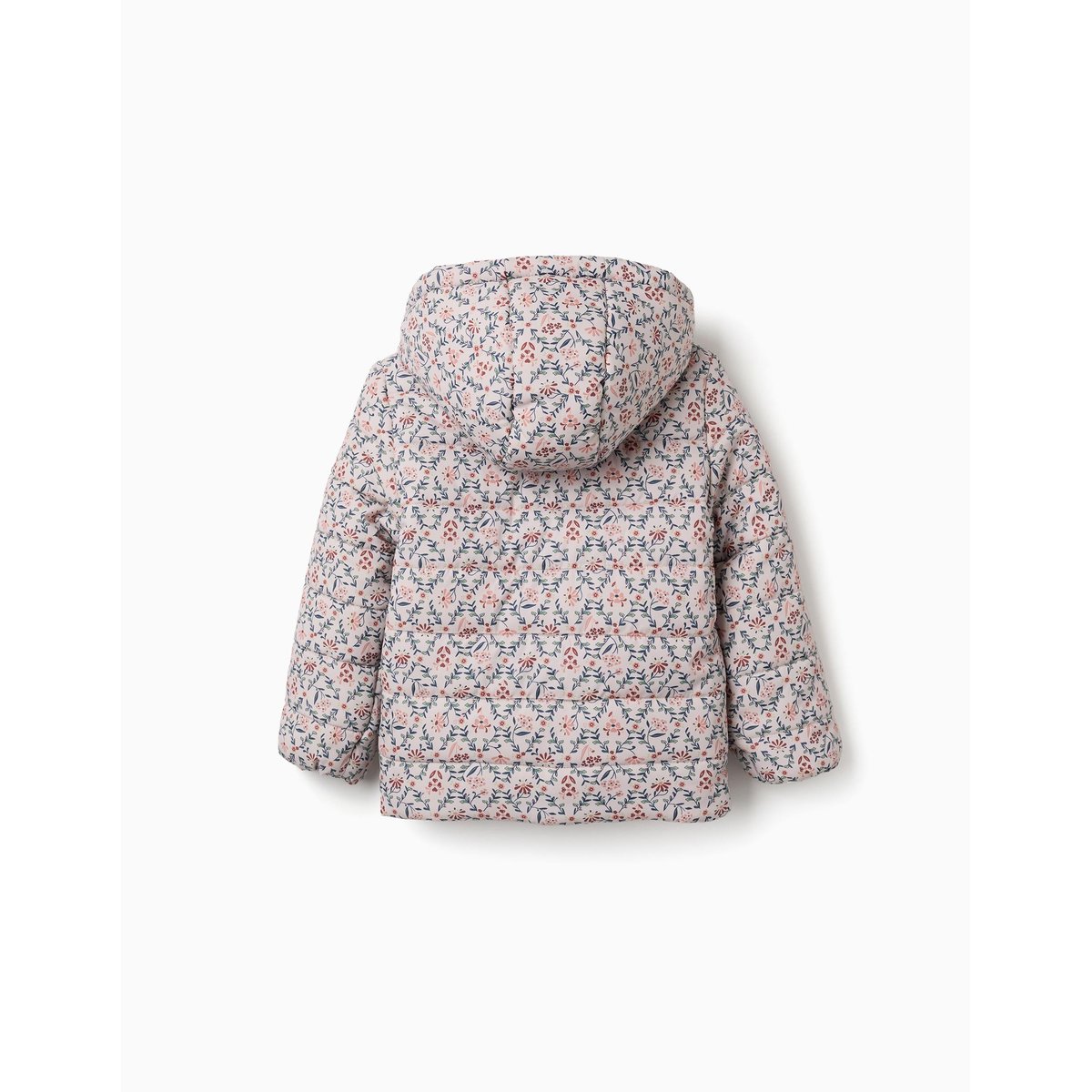 Doudoune floral avec capuche et doublure en peluche douce synthétique beige clair, ZIPPY