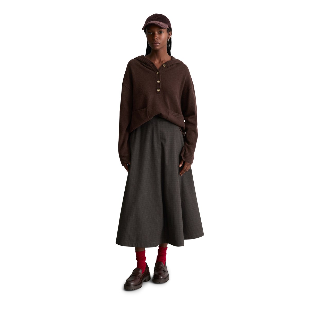 Jupe avec un motif à carreaux discret gris, MARC O’POLO DENIM