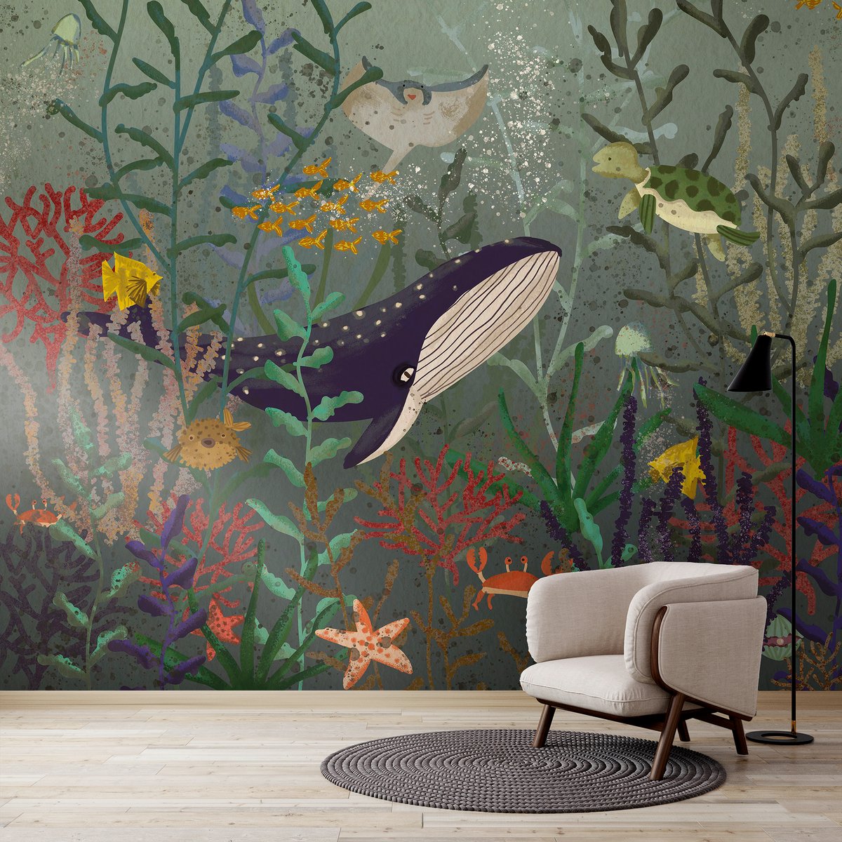 Papier peint panoramique Animaux des océans multicolore, SUPERFRESCO EASY