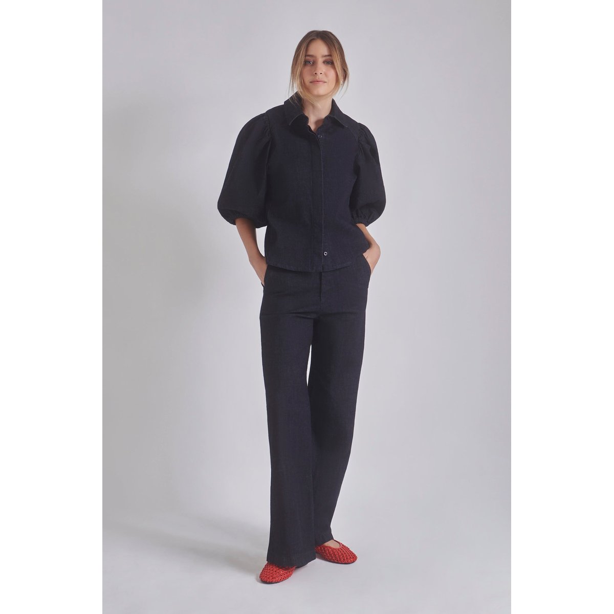 Pantalon en jean taille haute PARKER bleu denim, BENOA