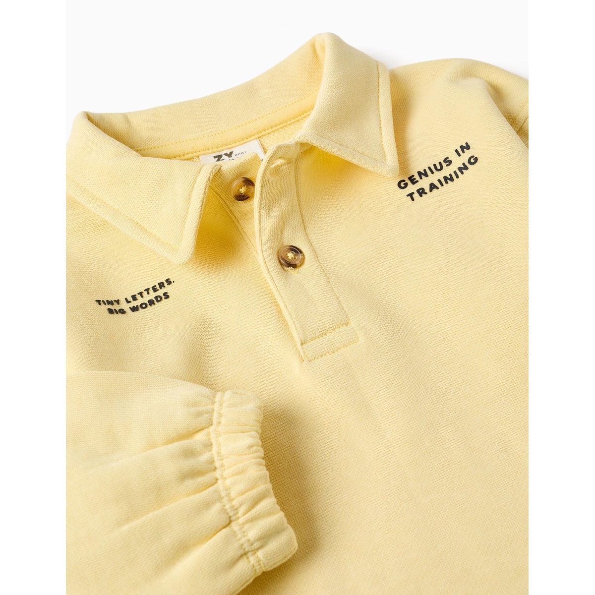Sweat en coton avec col polo et imprimé jaune, ZIPPY