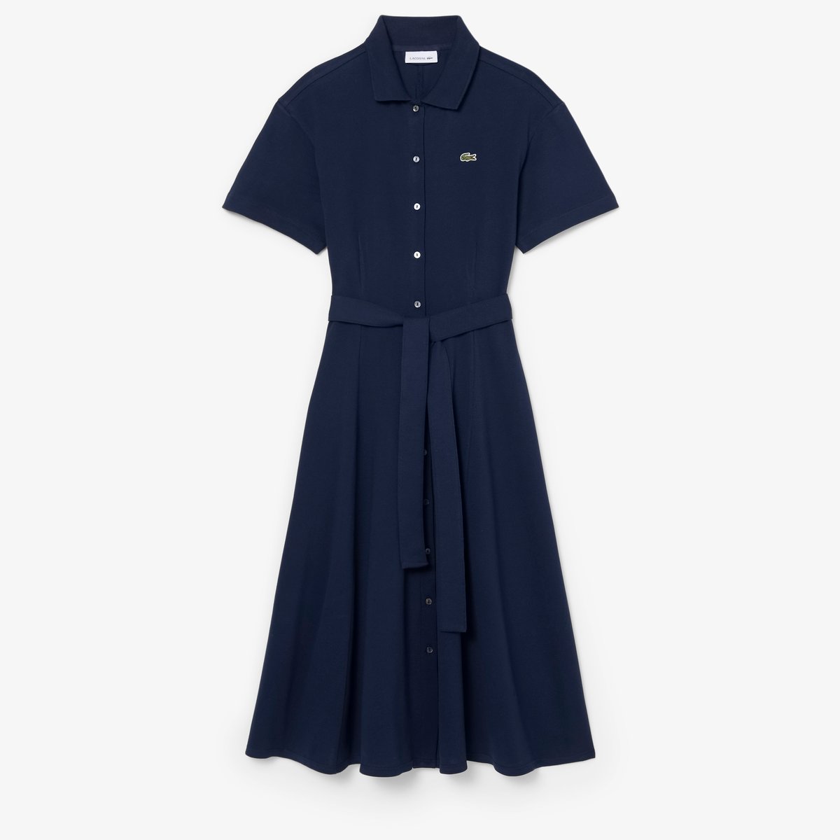 Robe polo évasée Petit Piqué bleu-166, LACOSTE