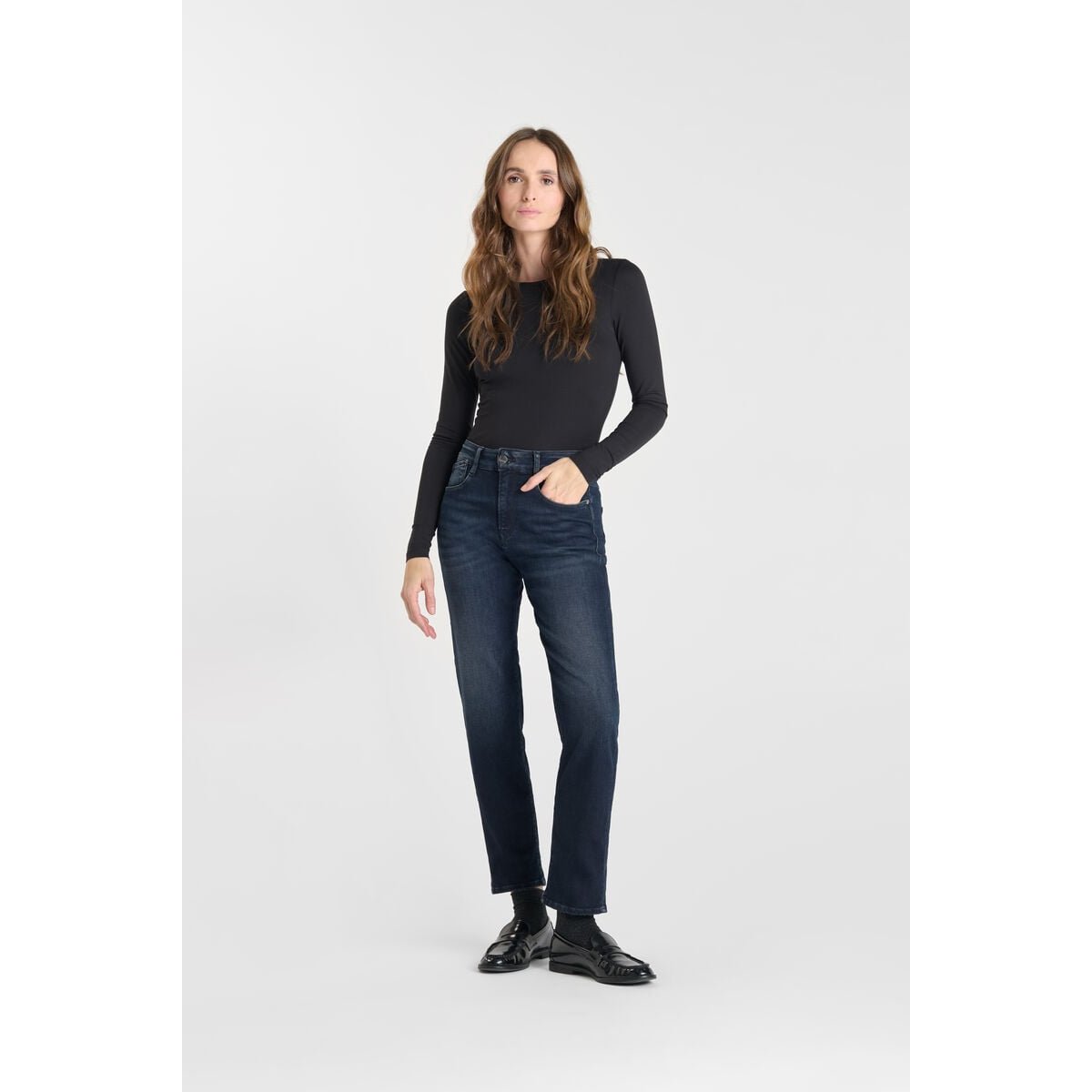 Jeans droite 400/17 mom , 7/8ème blue / black, LE TEMPS DES CERISES