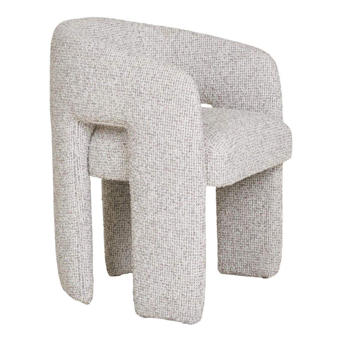 Fauteuil de table en tissu chiné beige TULSA gris, PIER IMPORT