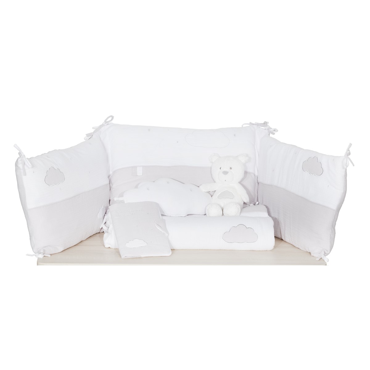 Tour de Lit en coton gris, SAUTHON