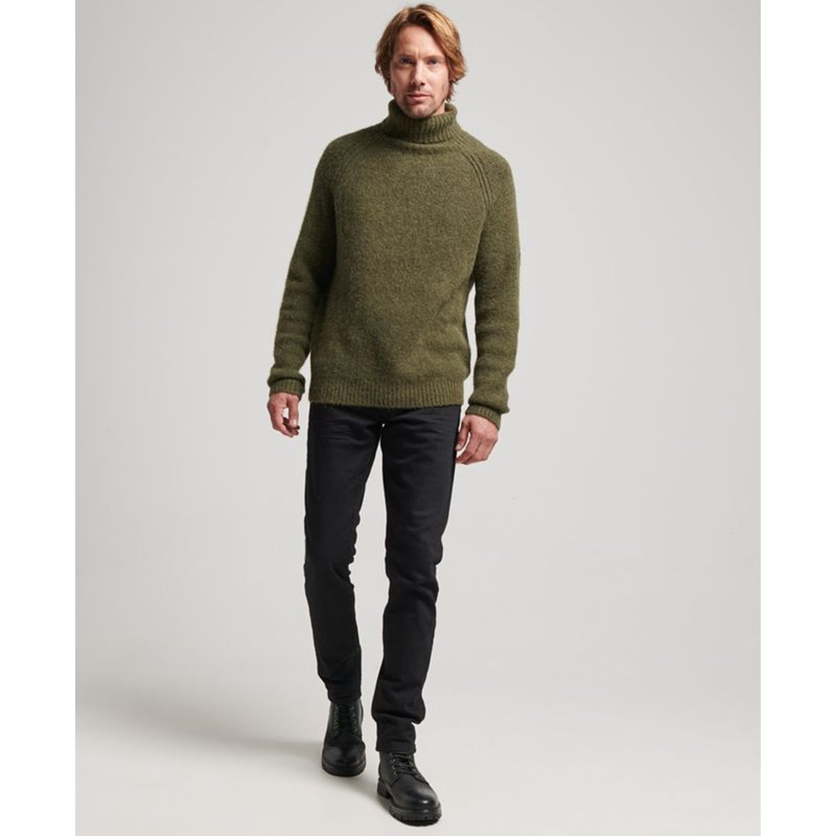 Pull épais à col roulé Studios vert mousse foncé, SUPERDRY