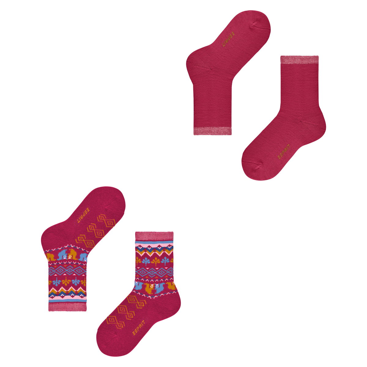 Chaussettes Nordic 2-Pack Opaque rouge, ESPRIT