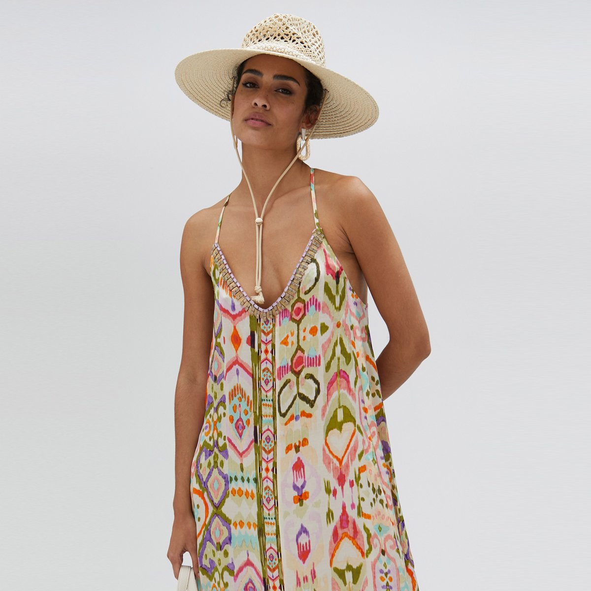 Robe longue à bretelles fines abricot, LOLA CASADEMUNT
