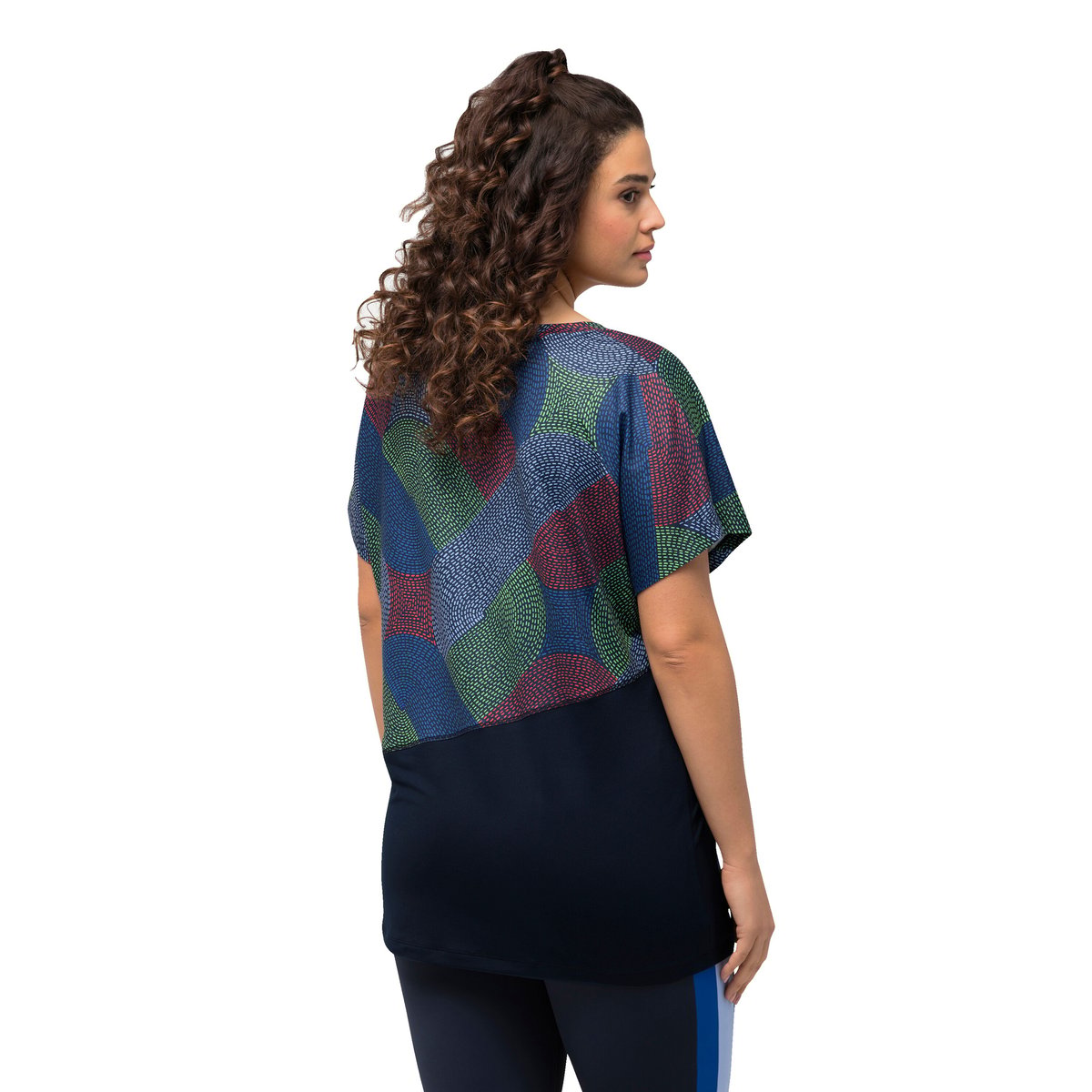 T-shirt de sport oversize. Manches courtes. marine, ULLA POPKEN