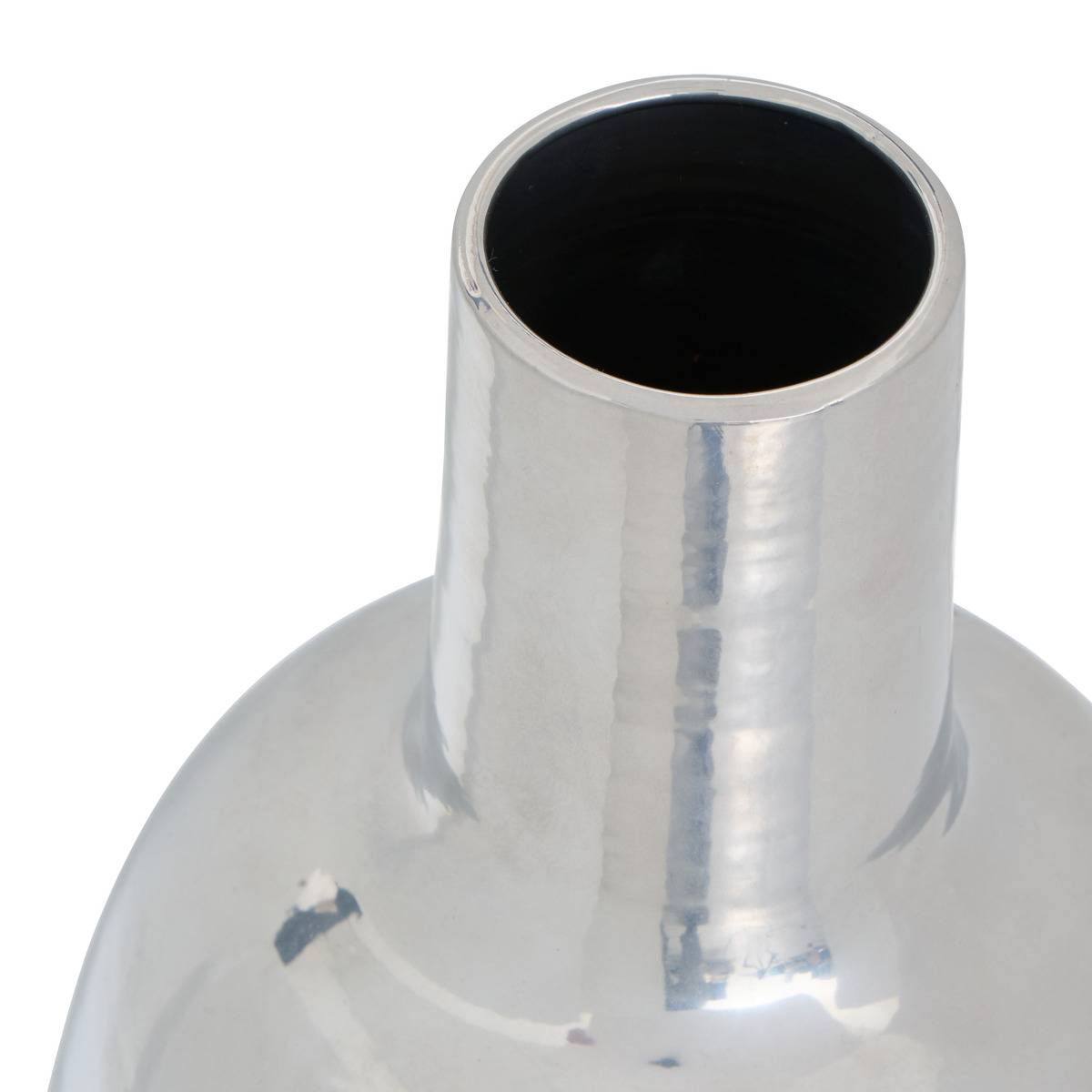 Vase cylindre haut en acier brillant RESO argent, ATMOSPHERA