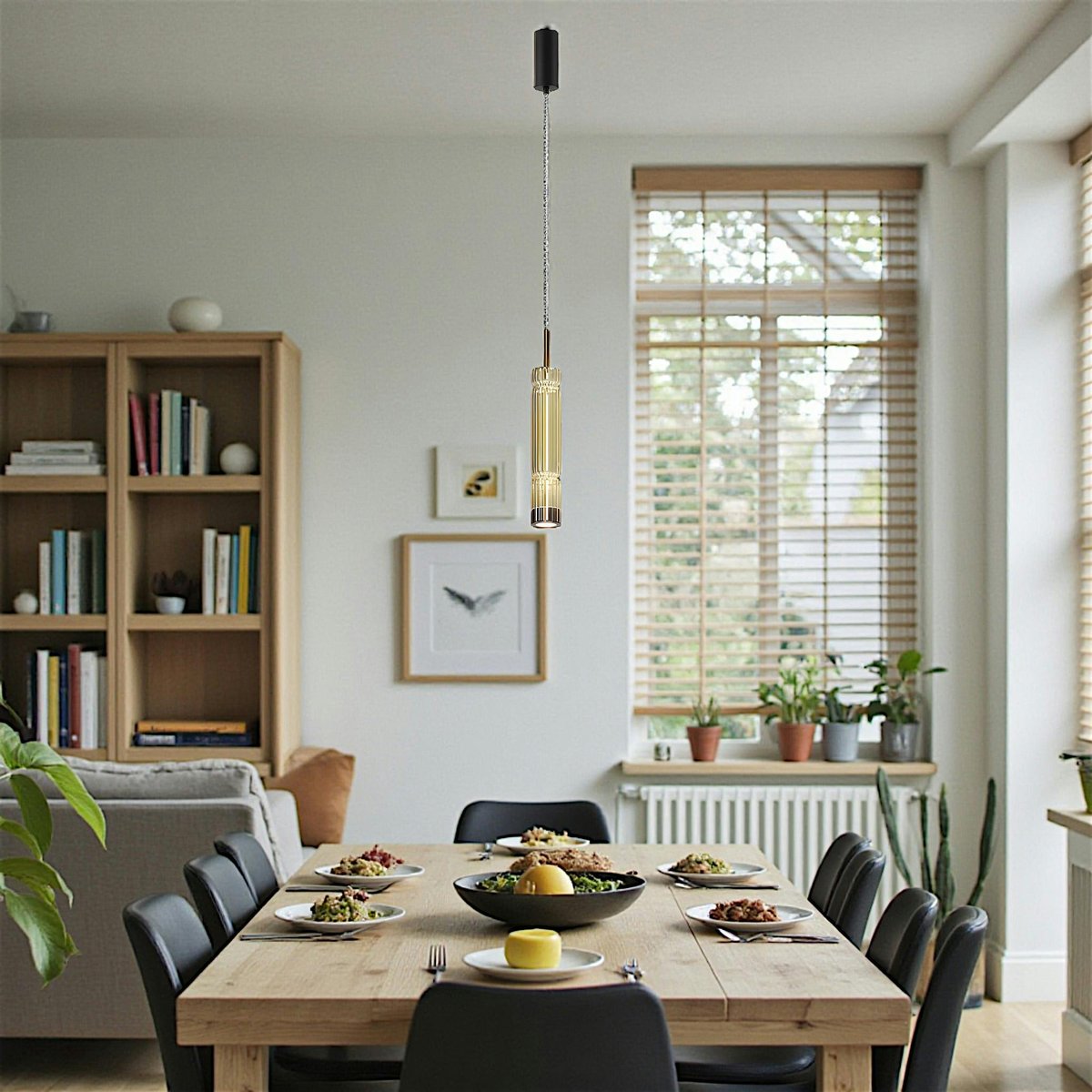 Suspension design à LED, abat-jour en verre SOLANA ambré, PIER IMPORT