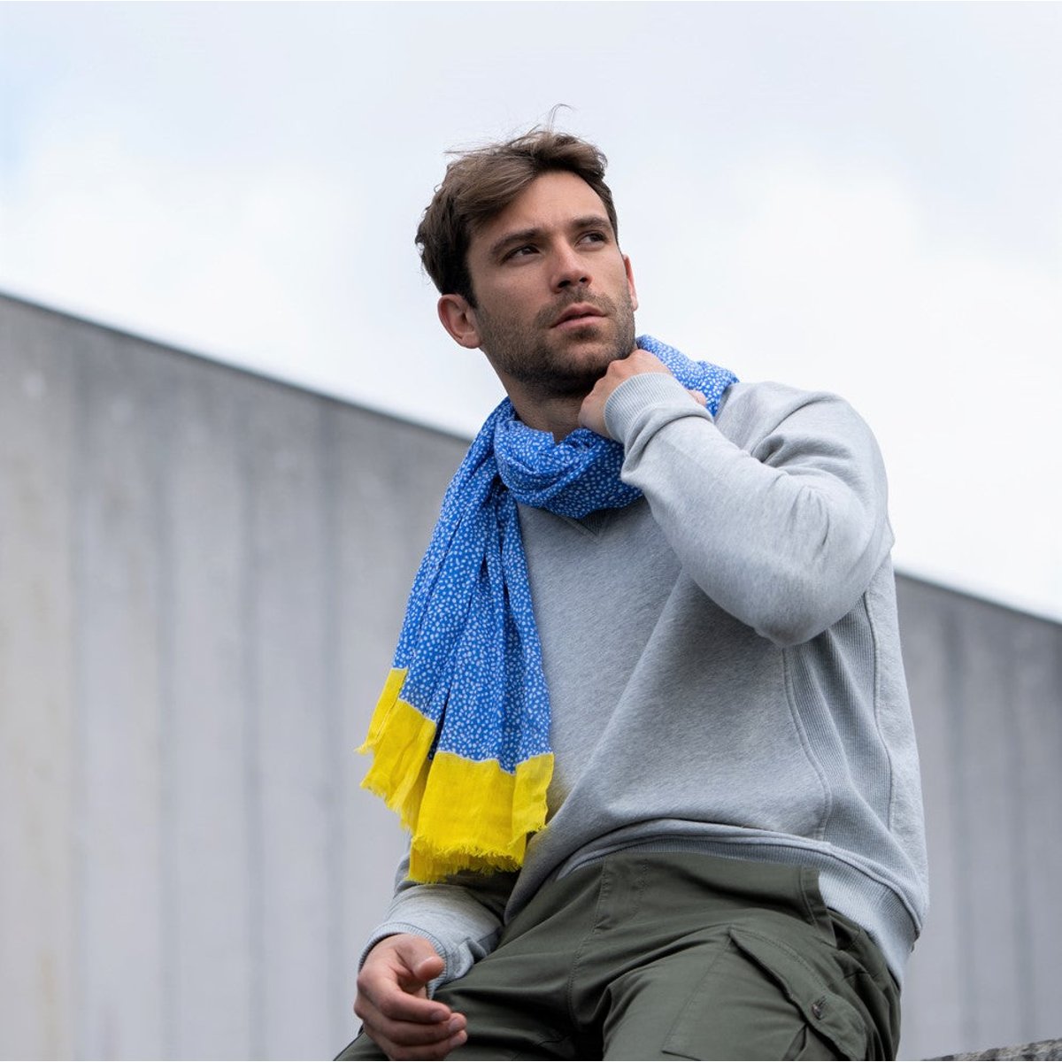 Foulard en coton biologique bleu, jaune et blanc, BILLYBELT