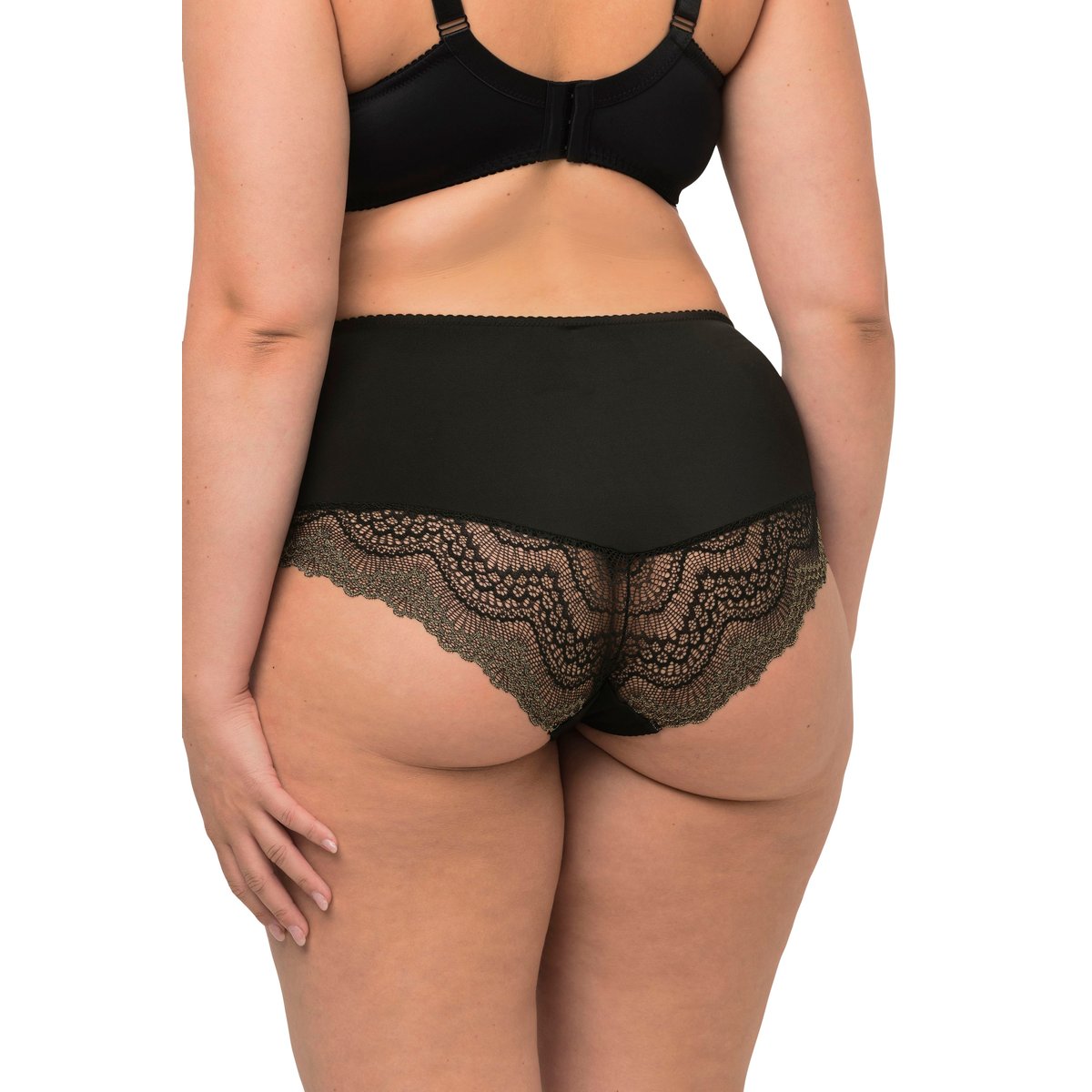 Culotte midi en dentelle dorée, opaque noir, ULLA POPKEN