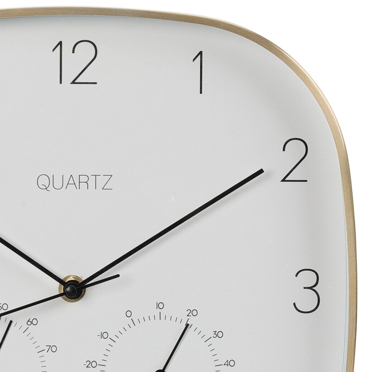 Horloge murale aluminium doré thermomètre + hygromètre 28.5x28.5cm doré, WADIGA