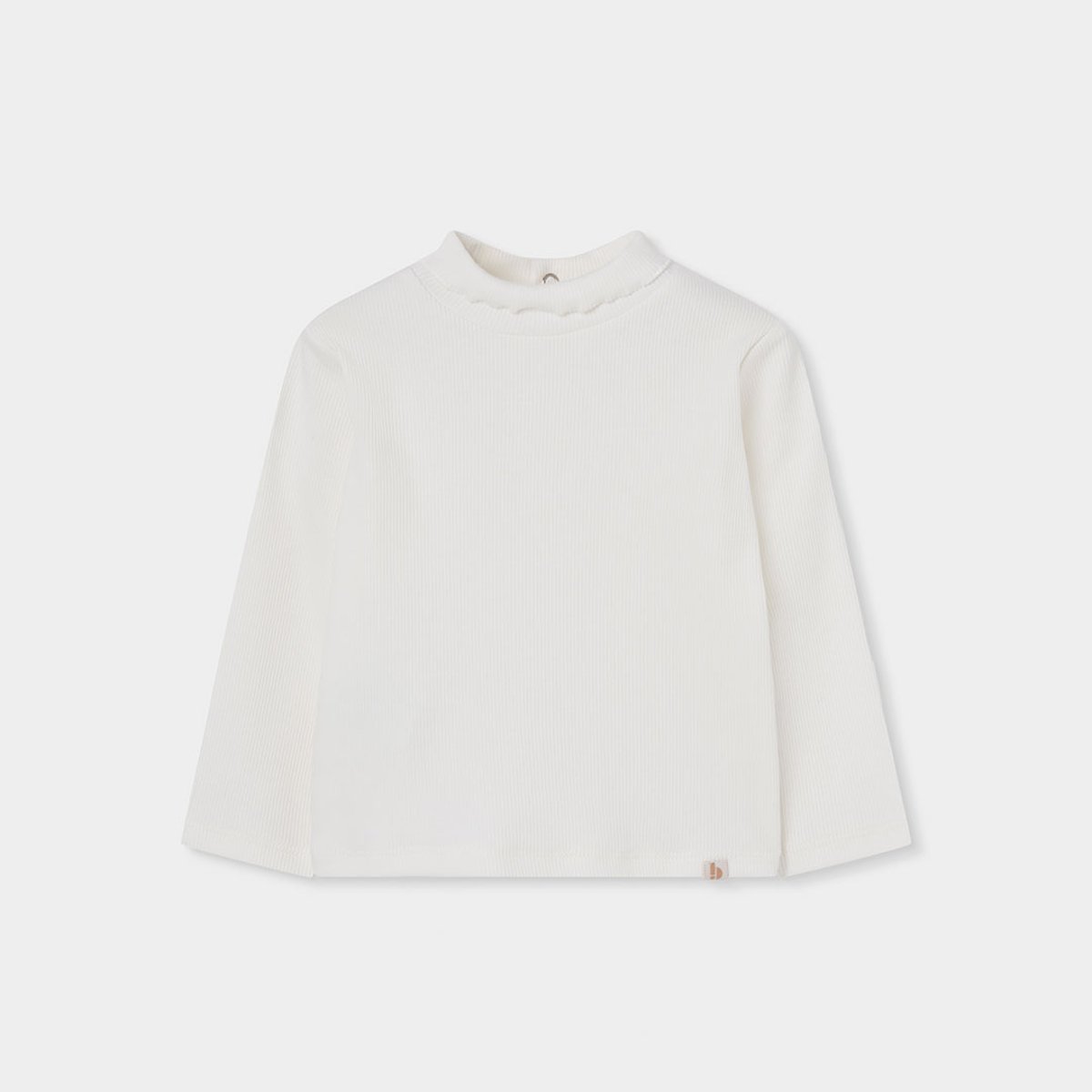T-shirt fille en maille côtelée col roulé blanc, BOBOLI