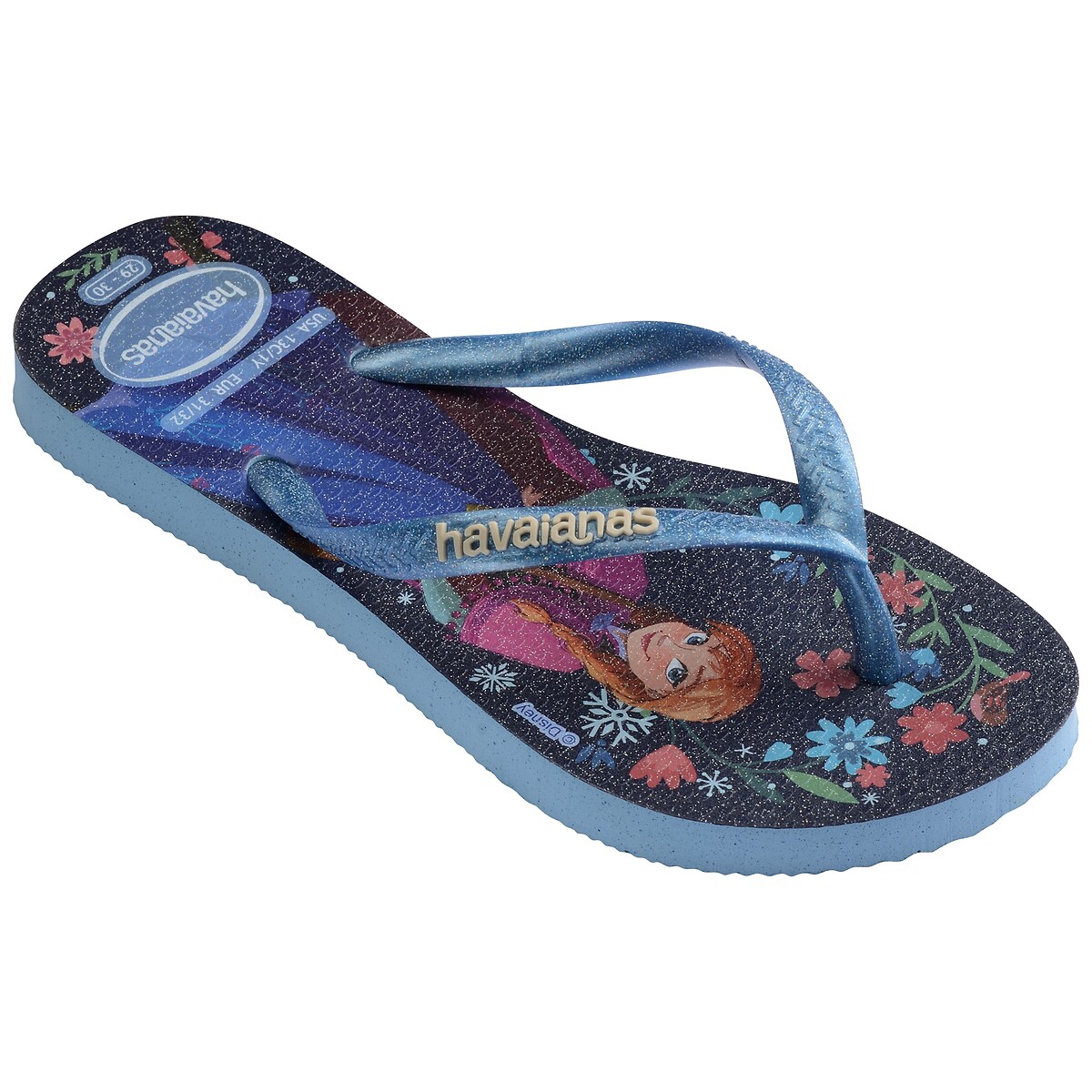 Tongs HAV KIDS SLIM PRINCESS bleu, HAVAIANAS