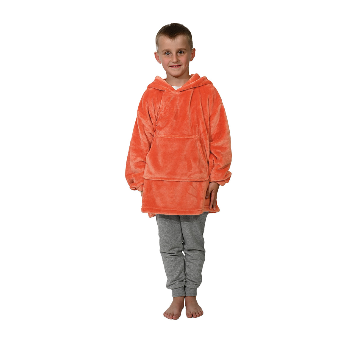 Poncho polaire enfant à capuche doux & chaud GINGER corail, SENSEI MAISON
