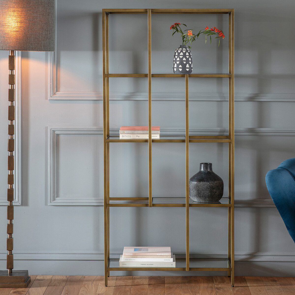 Aligarh Luxe Smoked Glass & Metal Display Unit bronze, SO'HOME