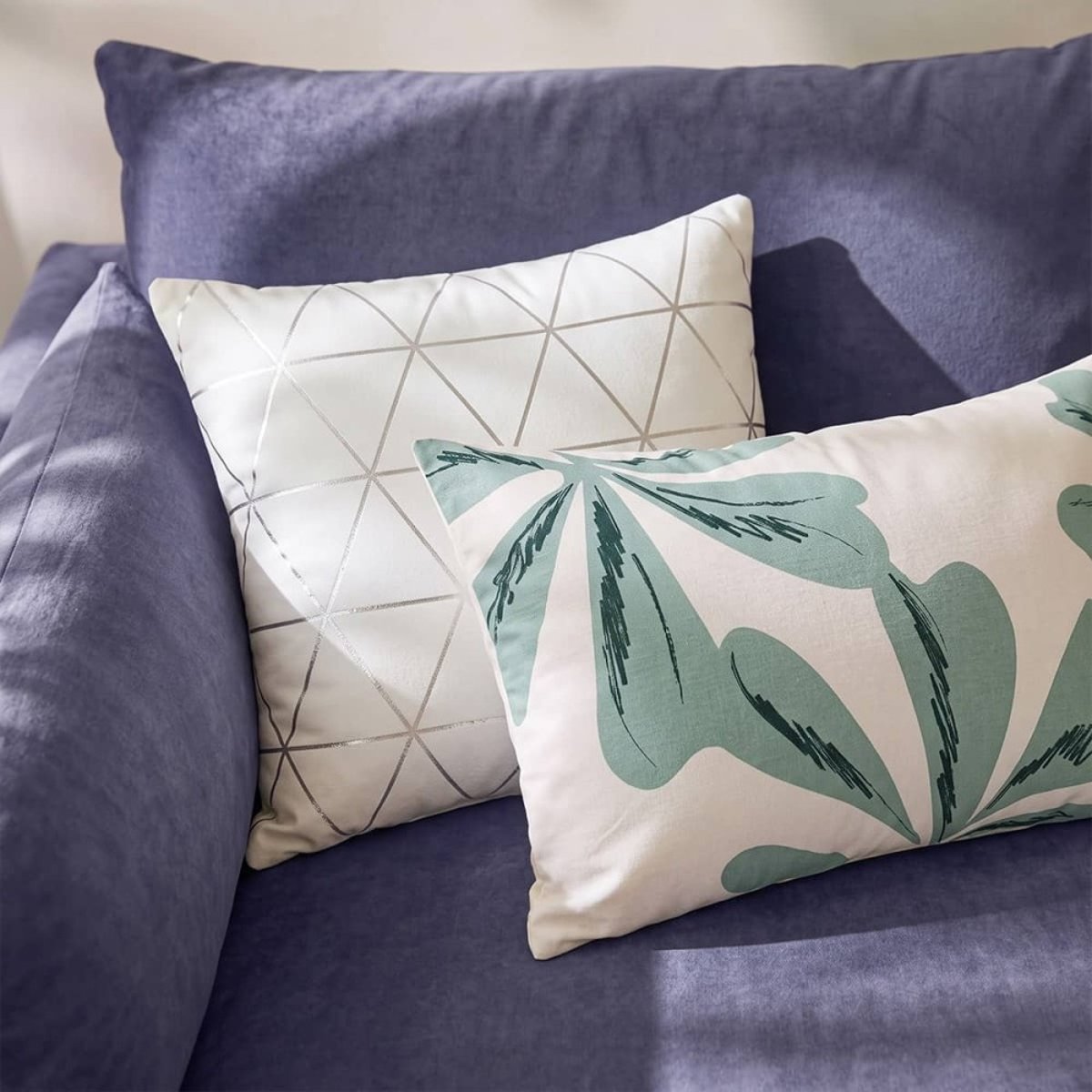 Coussin imprimé feuillage 40x60cm blanc, ORNAMI