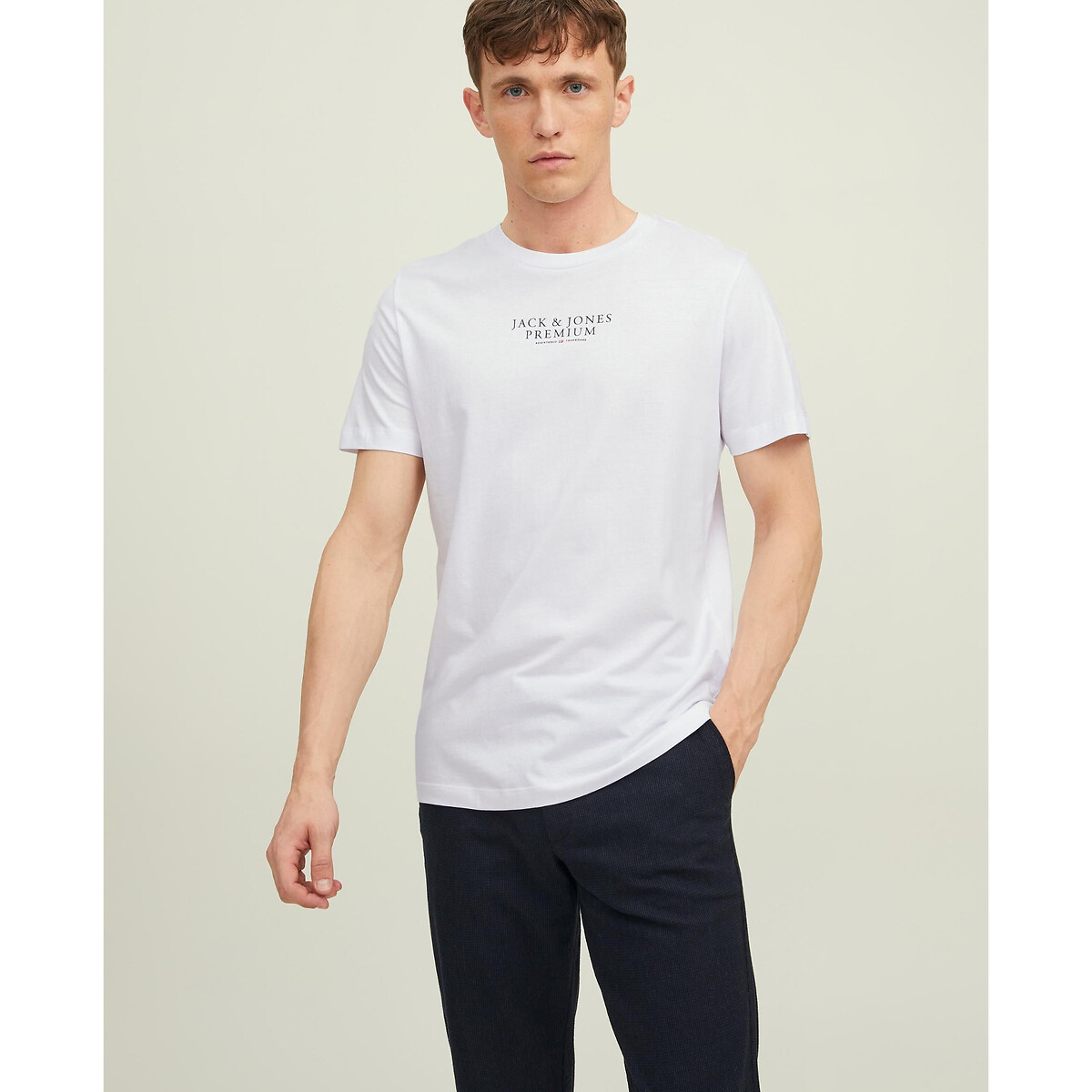 T-shirt col rond blanc, JACK & JONES