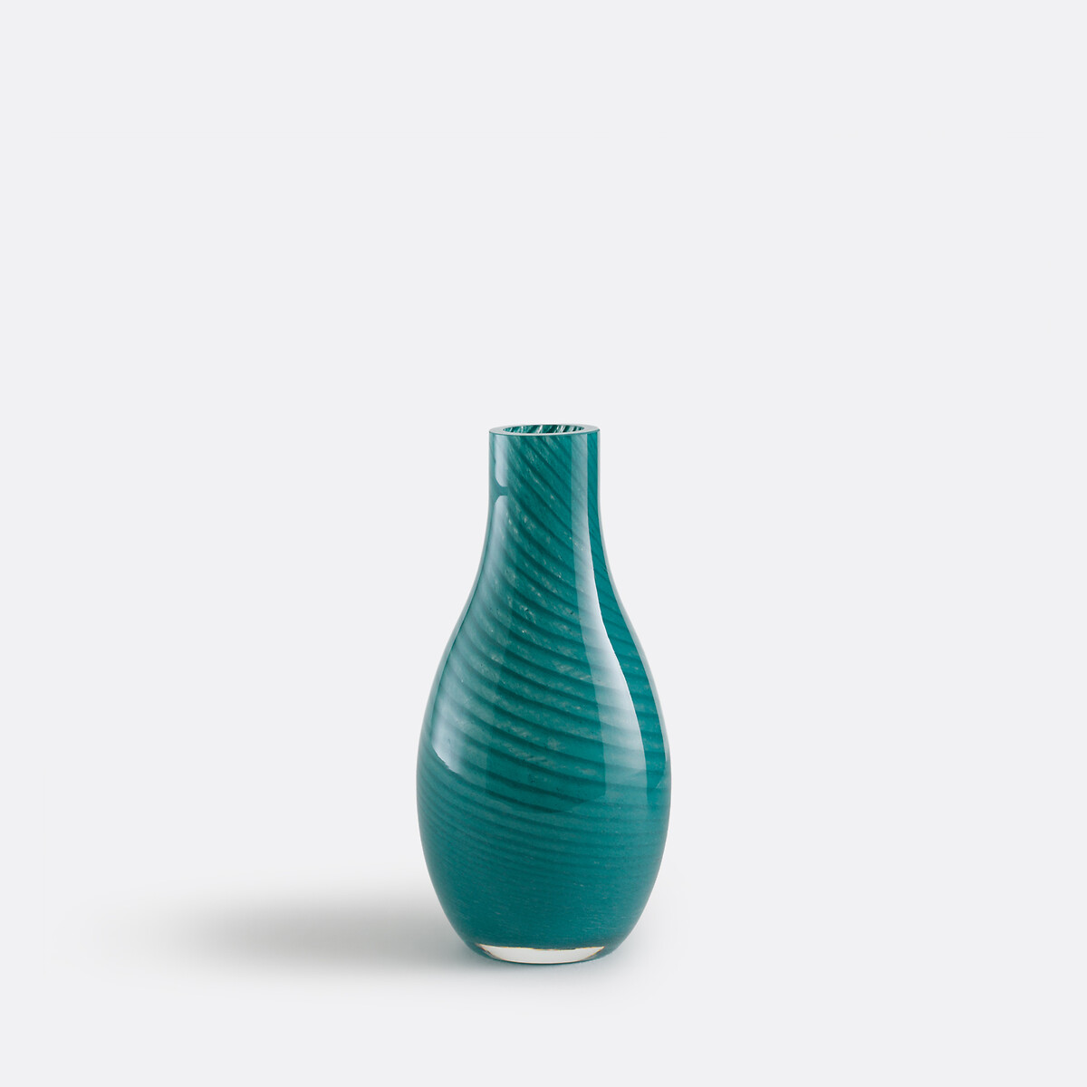 Marlia Striped Glass Vase, Height 14.3cm teal, LA REDOUTE INTERIEURS