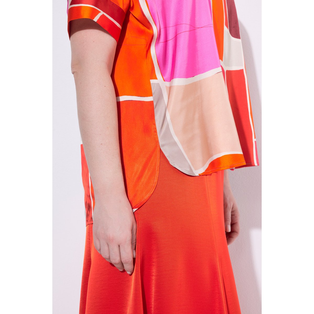 Blouse, imprimé, coupe A, col V rouge poivron, ULLA POPKEN