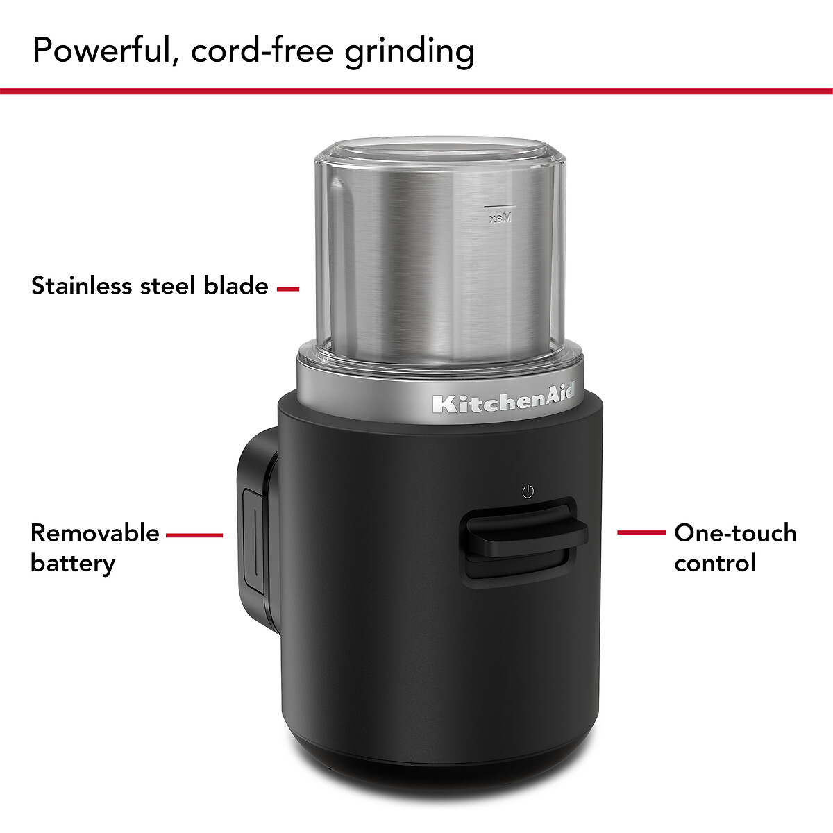 Go Cordless Coffee Grinder & Battery - 5KBGR111 black, KITCHENAID