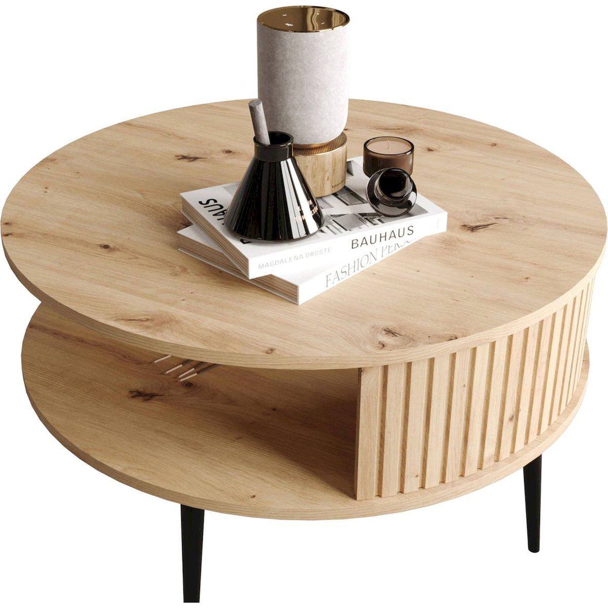 Table basse ronde collection PIVIANO noir mat, RECOLLECTION