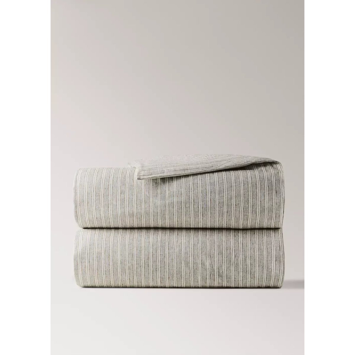 Housse de couette lin et coton à rayures Lit 90 cm sable, MANGO HOME